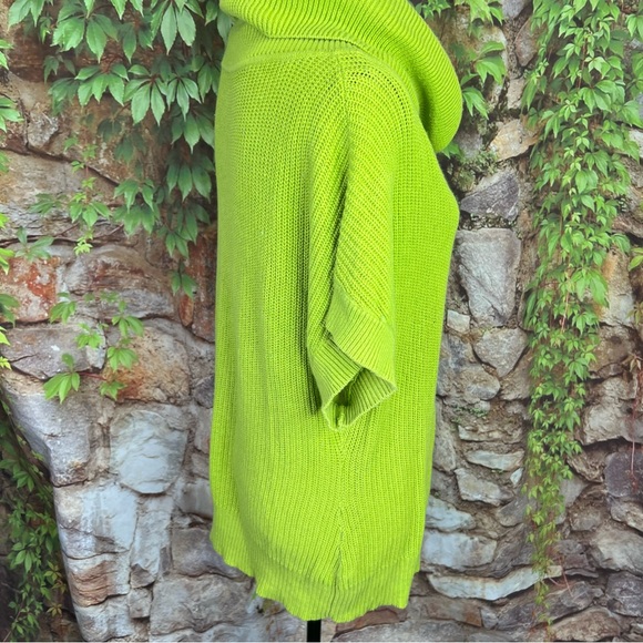 PER SE Chartreuse Rib Knit Cowl Neck Short Sleeve Sweater, XL - Picture 6 of 10